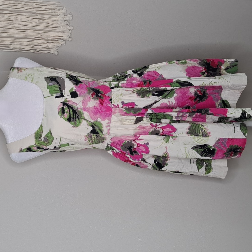Elle Women's Mini Dress Size 6-Small Fit and Flare Pink Floral Sleeveless
